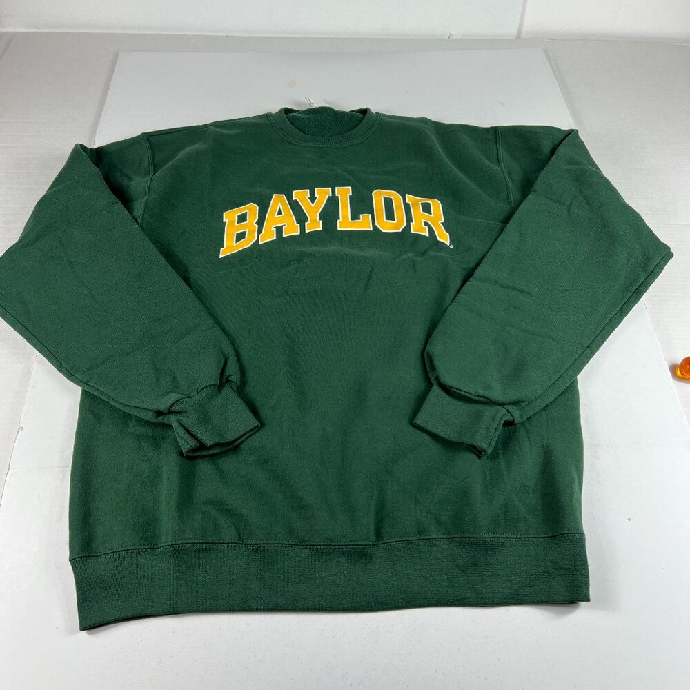 Champion Baylor Bears Sweatshirt Adult Large Green Arch Logo Faded Crewneck